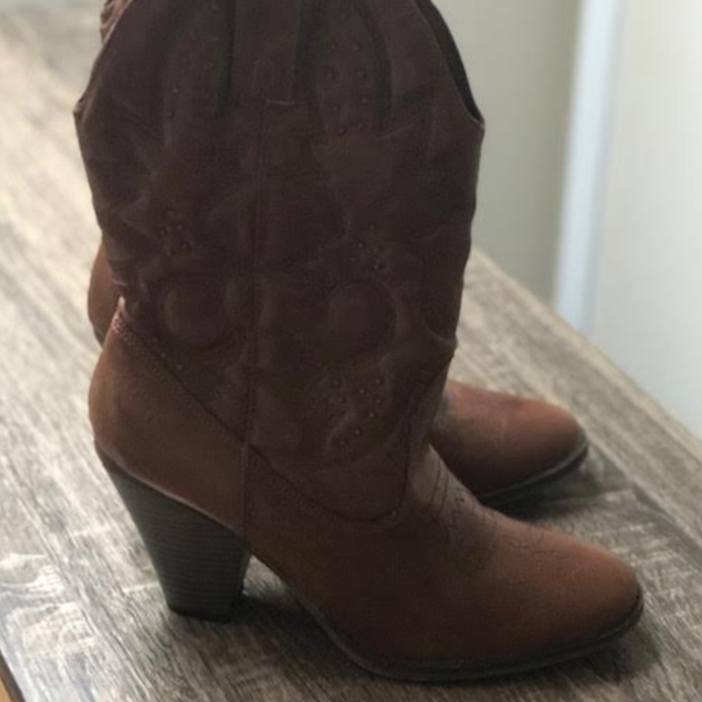Women's Brown Leather Cowboy Boots
